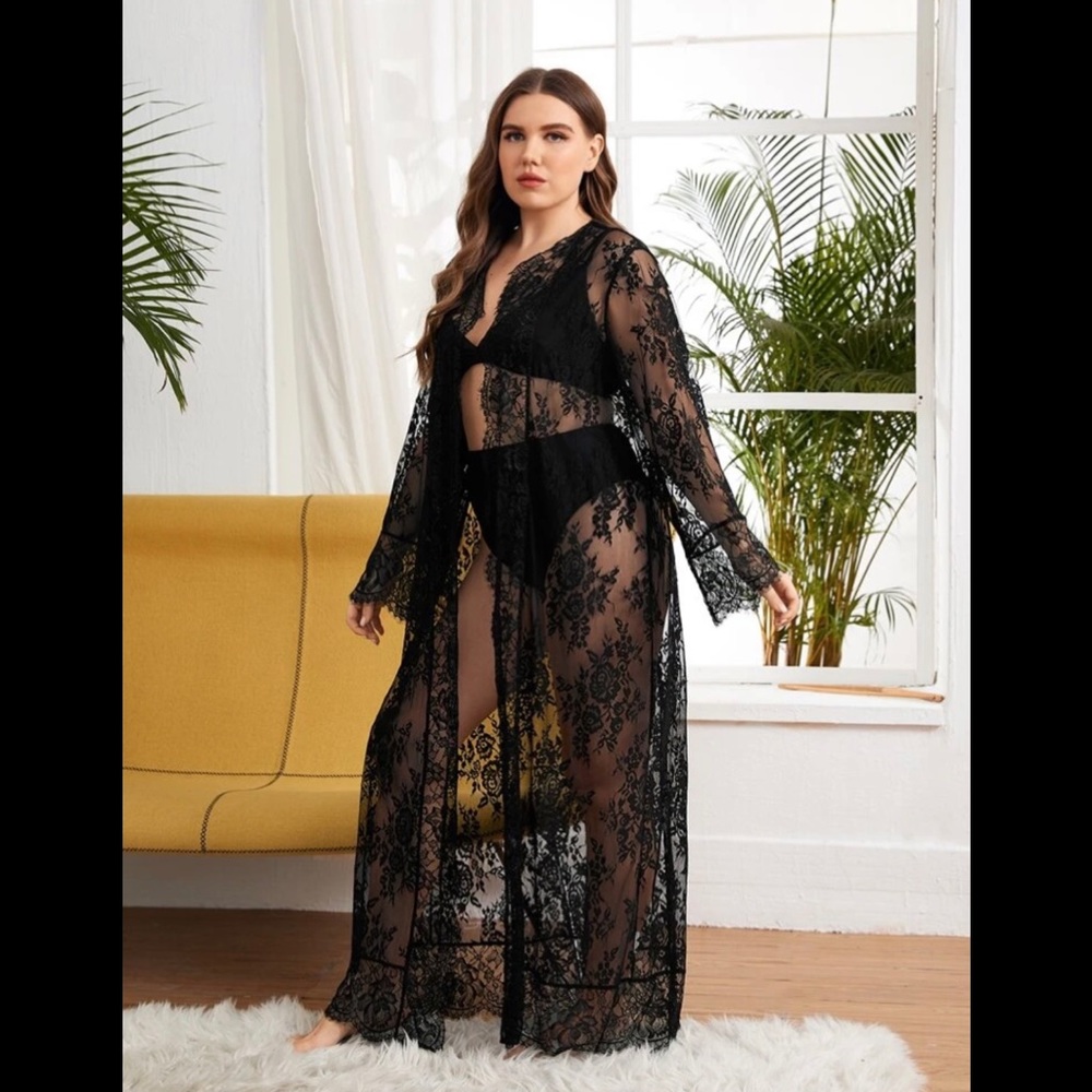 Sexy Plus Lace Belted Robe 2x 🔥☠️💋🔥